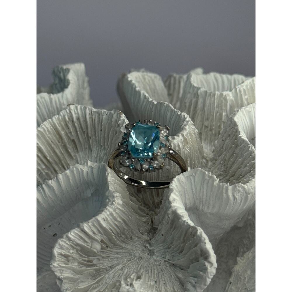 Beautiful 925 Sterling Silver Topaz & Beryl Ring Size 8 - Picture 3 of 9